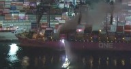 Crews battle hazardous fire on cargo ship in San Pedro, major emergency declared