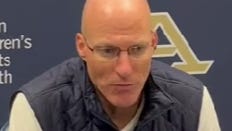 Akron basketball coach John Groce talks about win vs Princeton