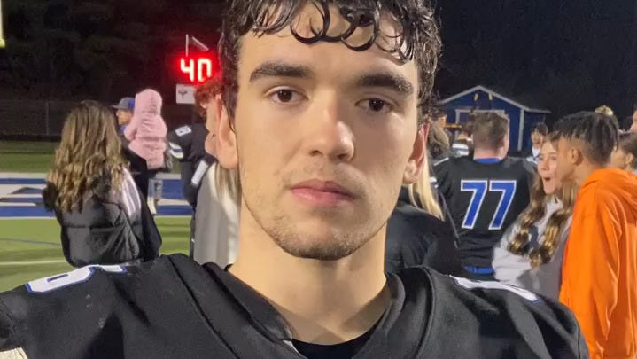CVCA football's Wesley Keeler celebrates playoff win over Akron EAst