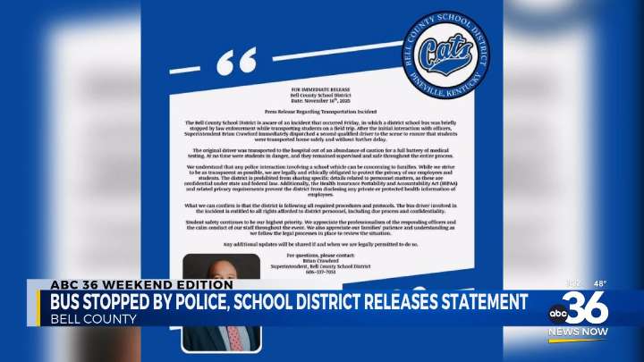 Bell County Schools Respond After Field Trip Bus Stopped by Law Enforcement