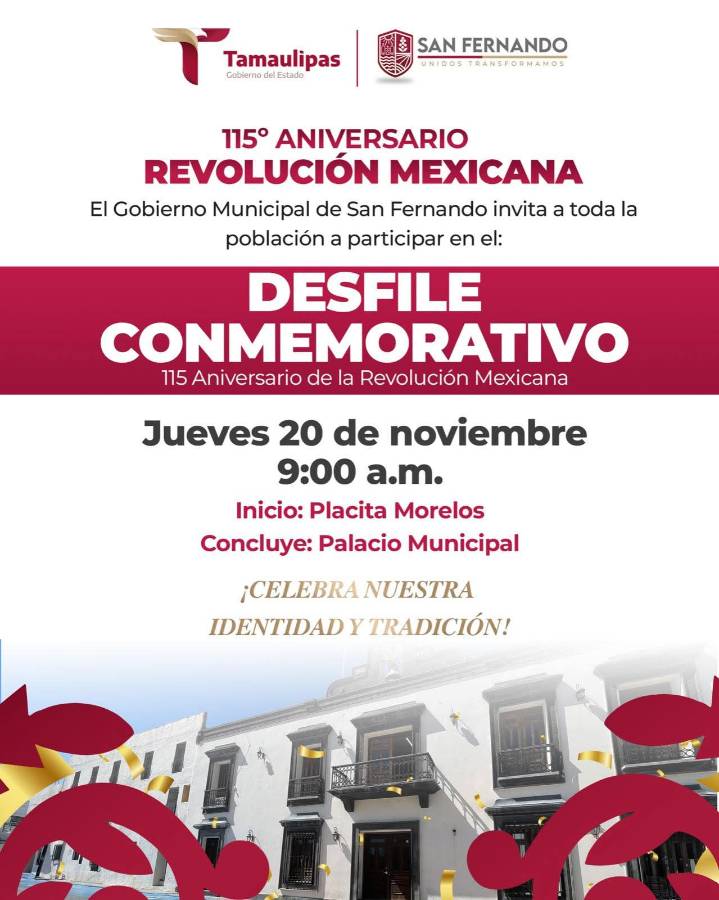 Todo listo para el Desfile Conmemorativo del 115 Aniversario de la Revolución Mexicana en San Fernando