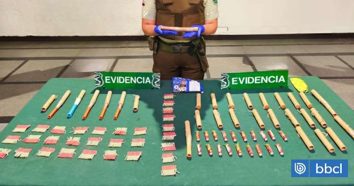 Dos detenidos en el casco histórico de Santiago: fueron sorprendidos con fuegos artificiales