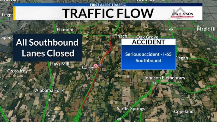 Wreck in Limestone County blocks I-65 southbound lanes, ALEA says