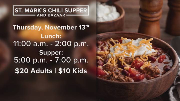 St. Mark's Episcopal Church prepares for 84th annual chili supper and bazaar