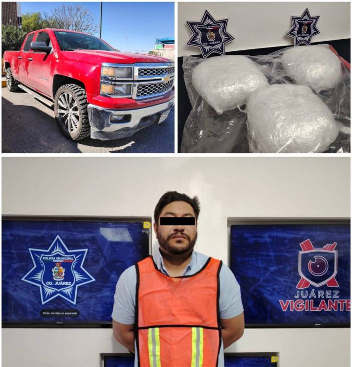 Asegura Policía Municipal más de siete kilos de cristal con la detención de un sujeto