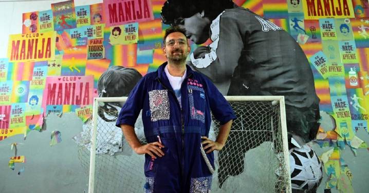Santiago Spigariol, el artista de Viedma que convirtió su admiración por Maradona en arte colectivo