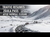 Traffic resumes on Zojila Pass after brief closure due to snowfall.