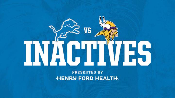 INACTIVES: Lions vs. Vikings