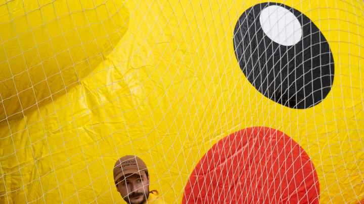 Thanksgiving Day Parade balloons inflated