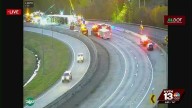 Overturned 18-wheeler causes oil spill on I