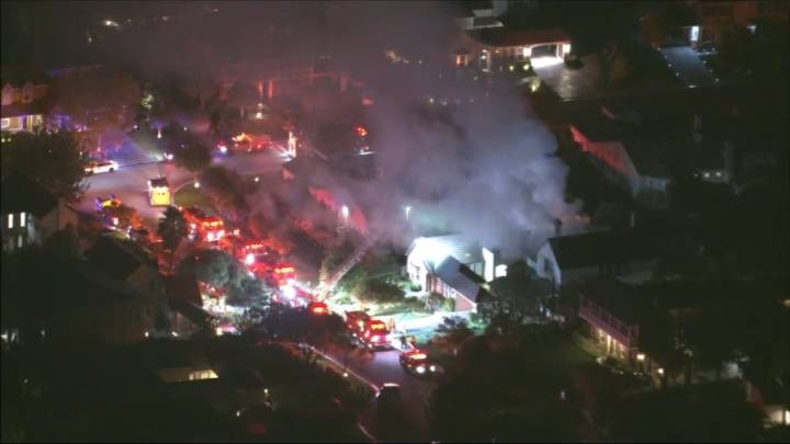 Crews battle house fire in Santa Clarita