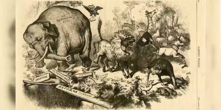 November 7, 1874- First cartoon of the Republican Party elephant