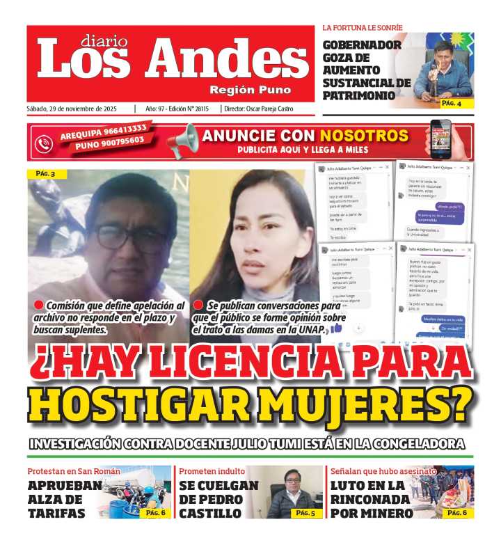 PUNO: Diario Los Andes 29/11/2025