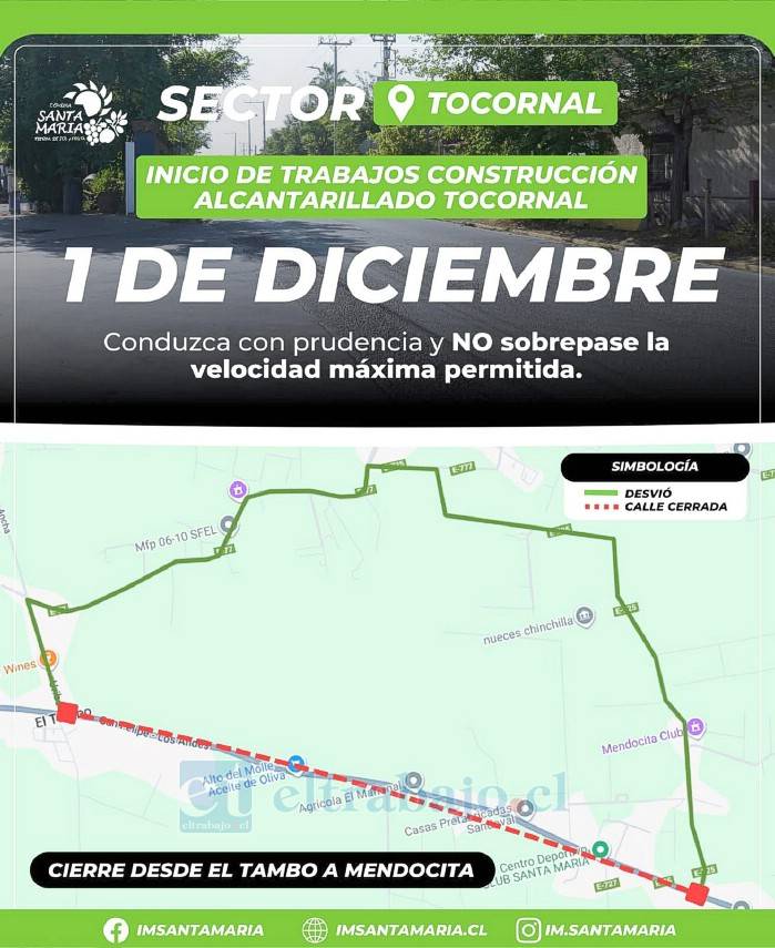 El lunes se retoman obras de alcantarillado en sector de Tocornal