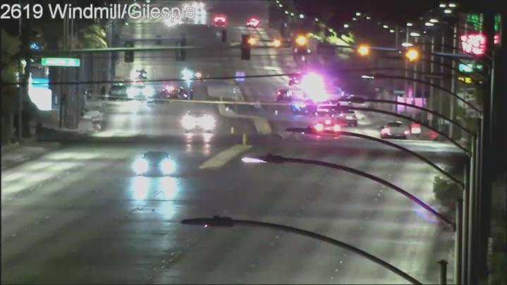 Motorcyclist hospitalized, road closed after south Las Vegas valley crash