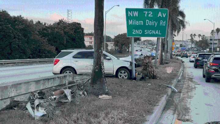 Crash shuts down NW 36th Street before Milam Dairy Road near Doral