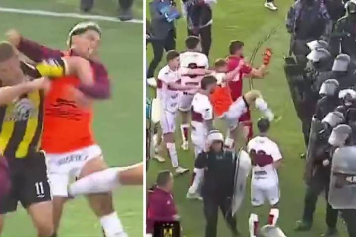 VIDEOS. Caos en el fútbol argentino: partido termina en batalla campal y enfrentamiento de jugadores con la policía