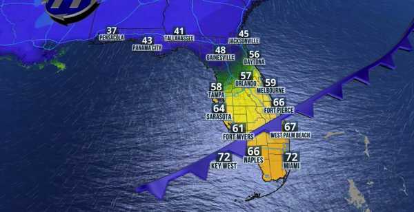 Batches of beneficial rain for Florida, plus a temperature change