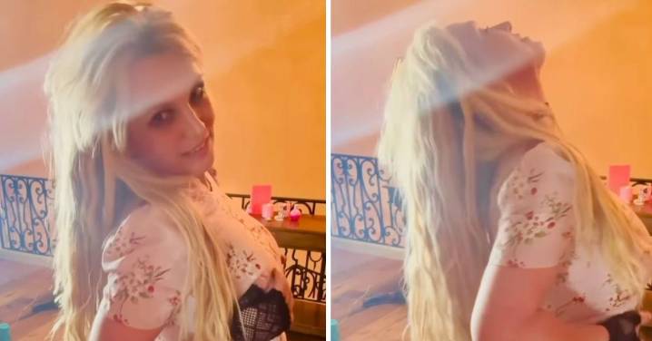 Britney Spears Seductively Touches Herself in 'Church Dress' After Deleting Her Instagram: Watch
