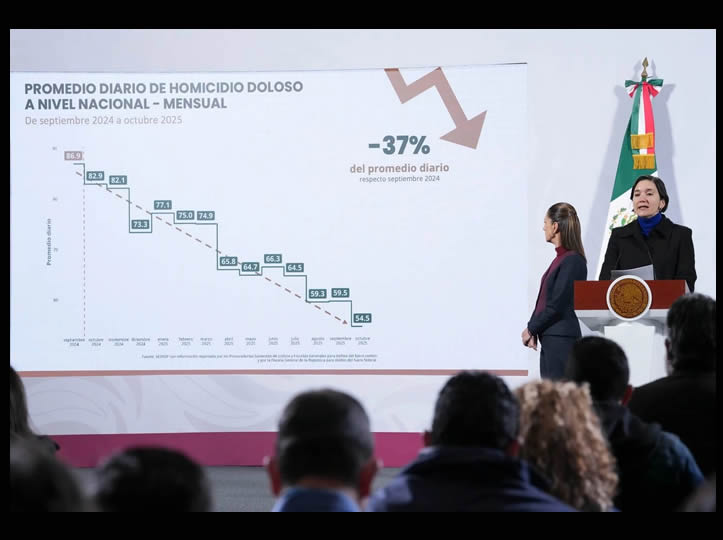 Homicidios dolosos se han reducido 37% en lo que va del gobierno de Sheinbaum: SNSP