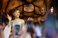 Ariana Grande protected by Cynthia Erivo during 'Wicked: For Good' premiere moment