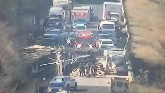 Crash involving lumber truck closes northbound lanes of I