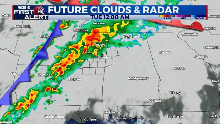 Storms rolling in, dry by Wednesday