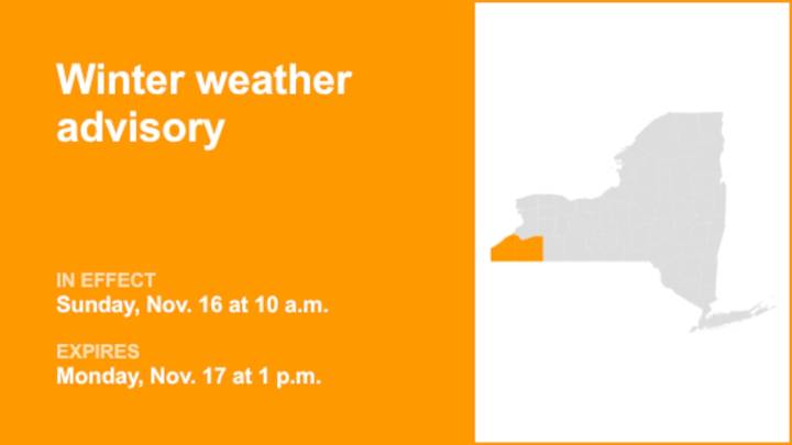 Winter weather advisory in place for Chautauqua and Cattaraugus counties until Monday afternoon