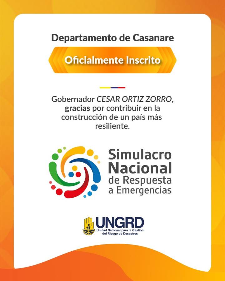 Casanare se alista para el Simulacro Nacional de Respuesta a Emergencias