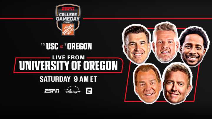 ESPN’s College GameDay Built by The Home Depot returns to Oregon for a Top 25 Big 10 showdown as No. 7 Oregon hosts No. 15 USC