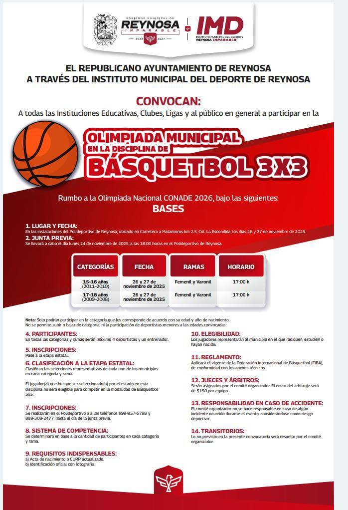Invita Carlos Peña Ortiz a Torneo 3×3 de Basquetbol