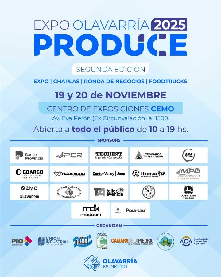 Expo Olavarría Produce: conocé el cronograma completo de actividades, Ronda de Negocios y charlas
