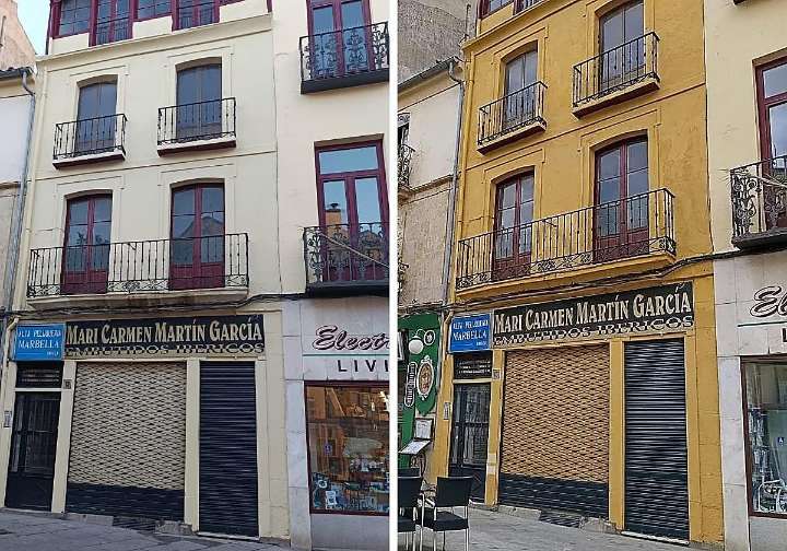 La 'chapuza' en un edificio protegido de Salamanca que suaviza un amarillo mostaza que «no era admisible»