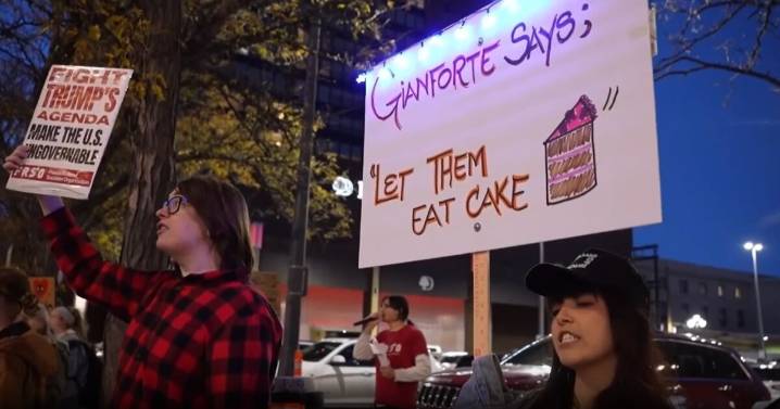 Gianforte greeted by protest in Billings over SNAP stance