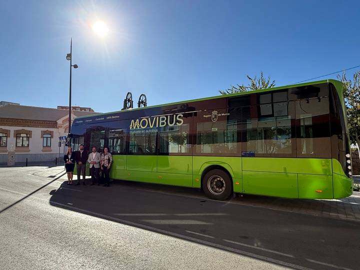 Inauguración del primer autobús eléctrico de Movibus entre La Unión y Cartagena