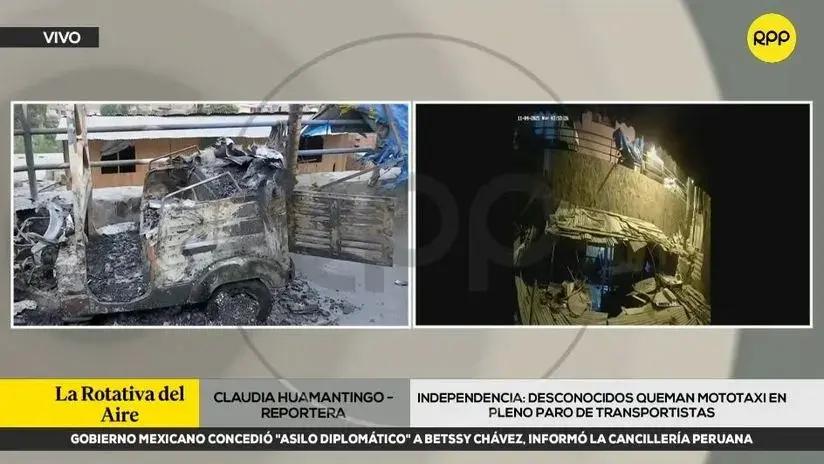 Independencia: desconocidos quemaron mototaxi en pleno paro de transportistas