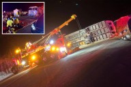 26 people, mostly teens, injured after bus carrying church group catches fire and overturns on California highway