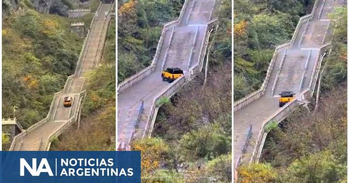 Un auto chino quiso imitar al Range Rover y subir la “Escalera al Cielo”, pero terminó estrellado