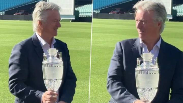 Cricket Steve Waugh Collects Waterford Crystal Ashes Trophy at SCG as Iconic Silverware Arrives by Helicopter Ahead of Ashes 2025