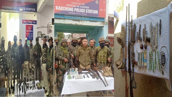 Security forces recover large cache of weapons and explosives in Manipur’s Kakching and Bishnupur districts