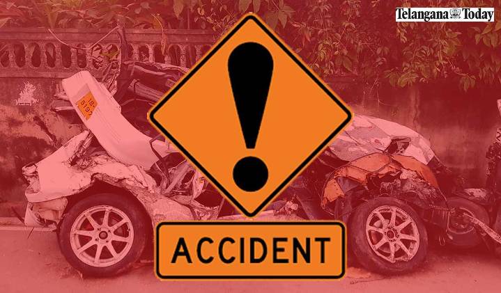 Hyderabad: Lucky escape for CRPF jawans, vehicle gutted after accident