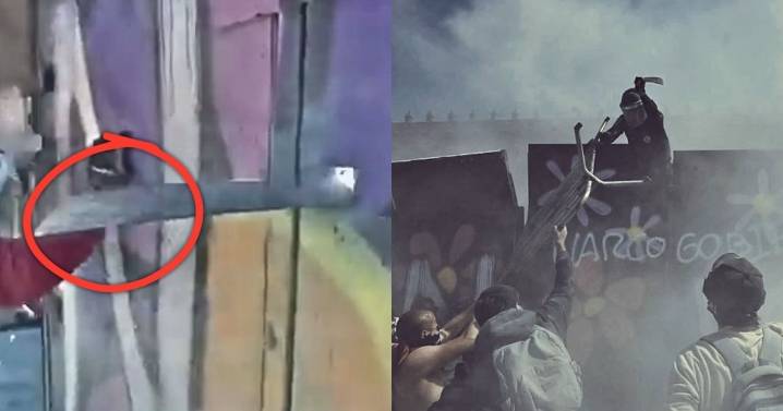 Captan a uniformados usando machetes tras las vallas en la Marcha de la Generación Z