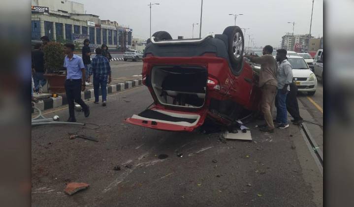 Hyderabad: Three women injured as car overturns on PVNR Expressway