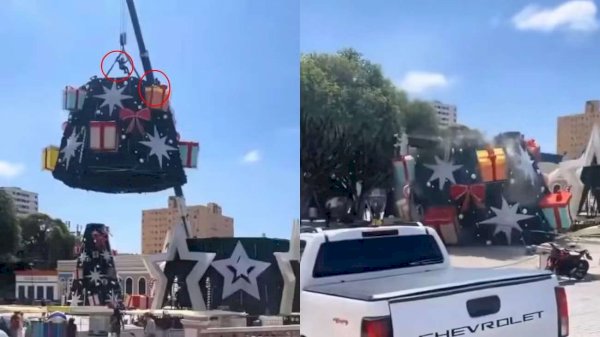 Cae árbol navideño y deja un muerto y un herido