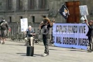 Protestan previo a presentación de Plan Michoacán