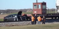 Emergency crews respond to train-vehicle crash in Moorhead