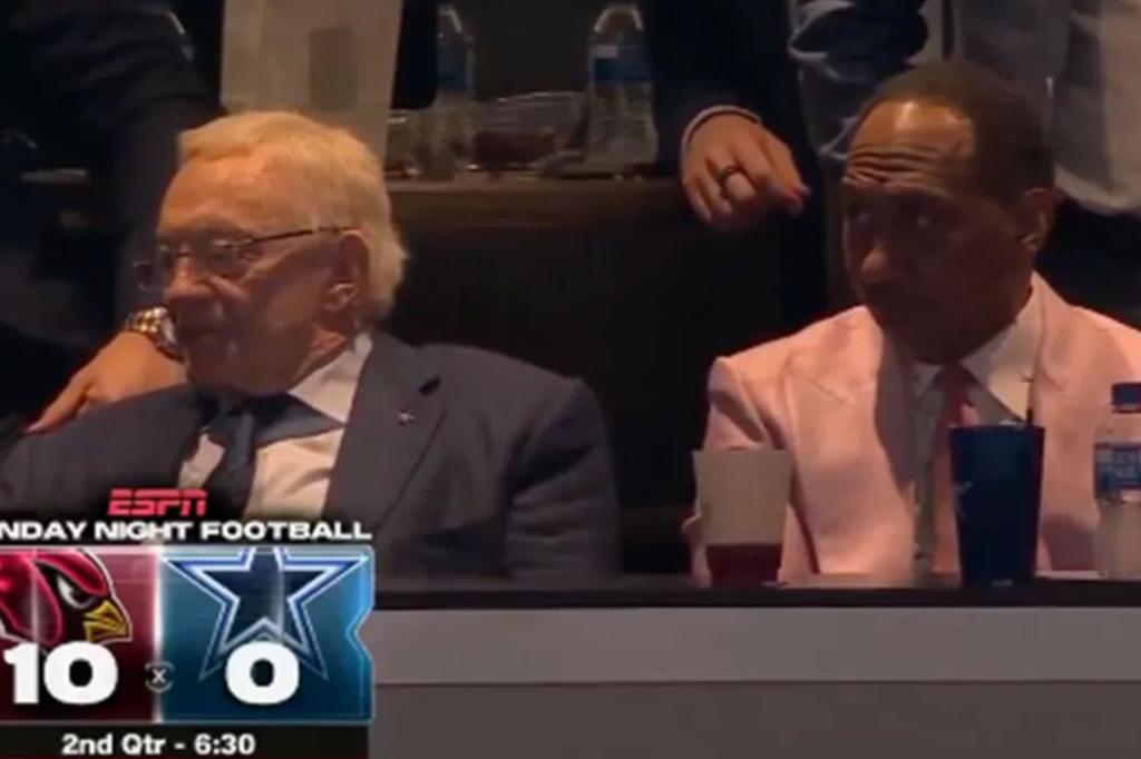 Stephen A. Smith's awkward 'MNF' visit to Jerry Jones suite