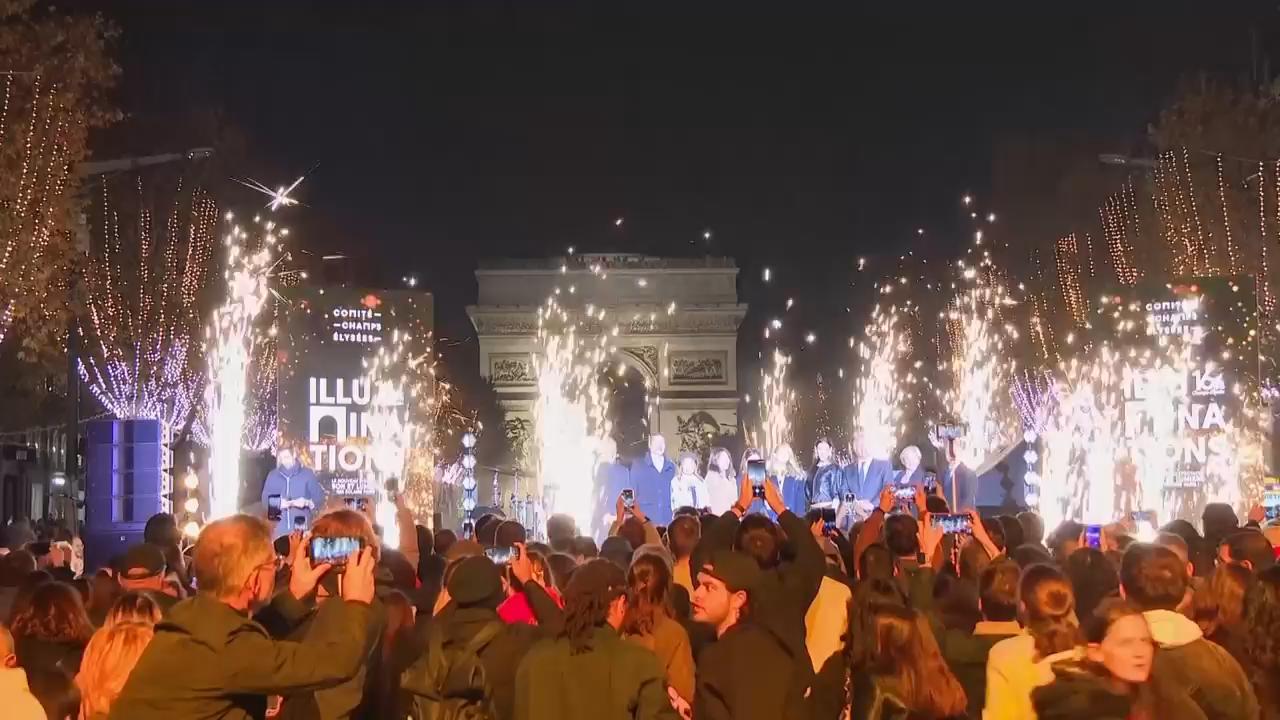 Christmas lights on Paris' Champs-Elysées switched on