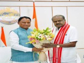 Union Minister HD Kumaraswamy, CM Majhi hold key meeting