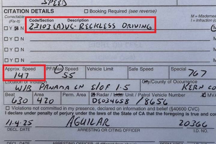 Corvette driver arrested after clocked going 147 mph on Panama Ln: CHP